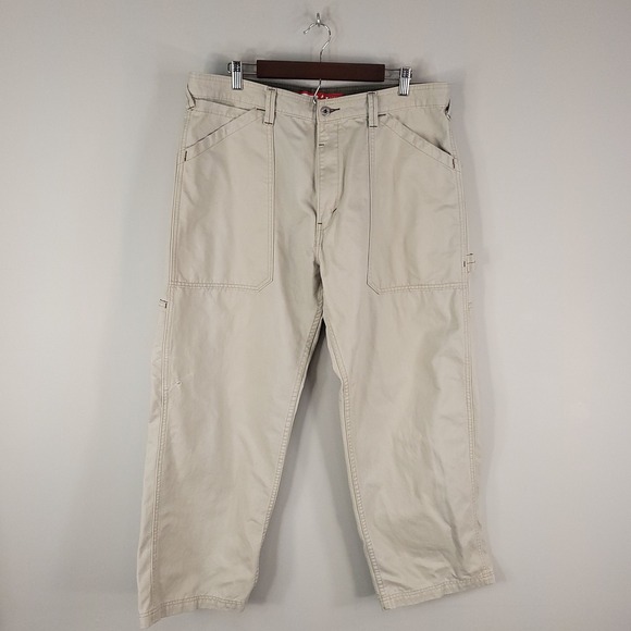 Vtg Levis Silvertab Pants Mens 36x30 Beige Carpenter Workwear Baggy Y2K - Picture 1 of 14
